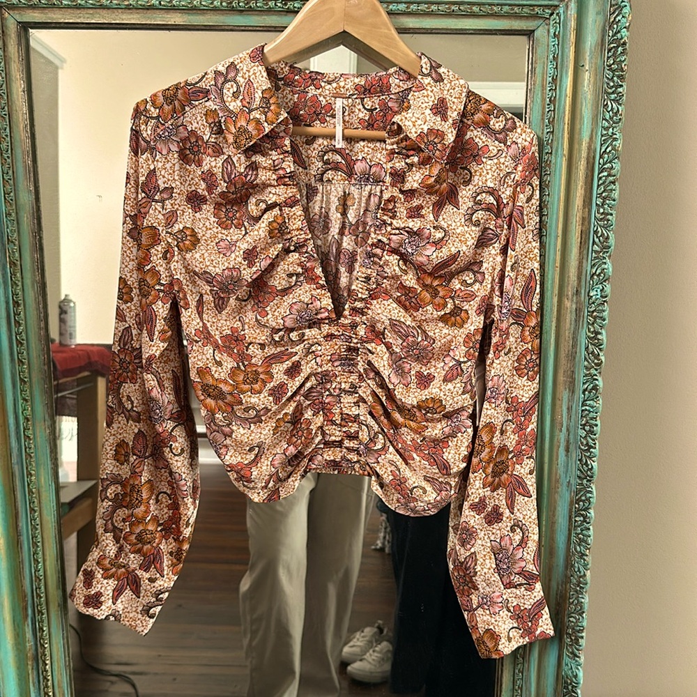 Long sleeve ruched Free People shirt